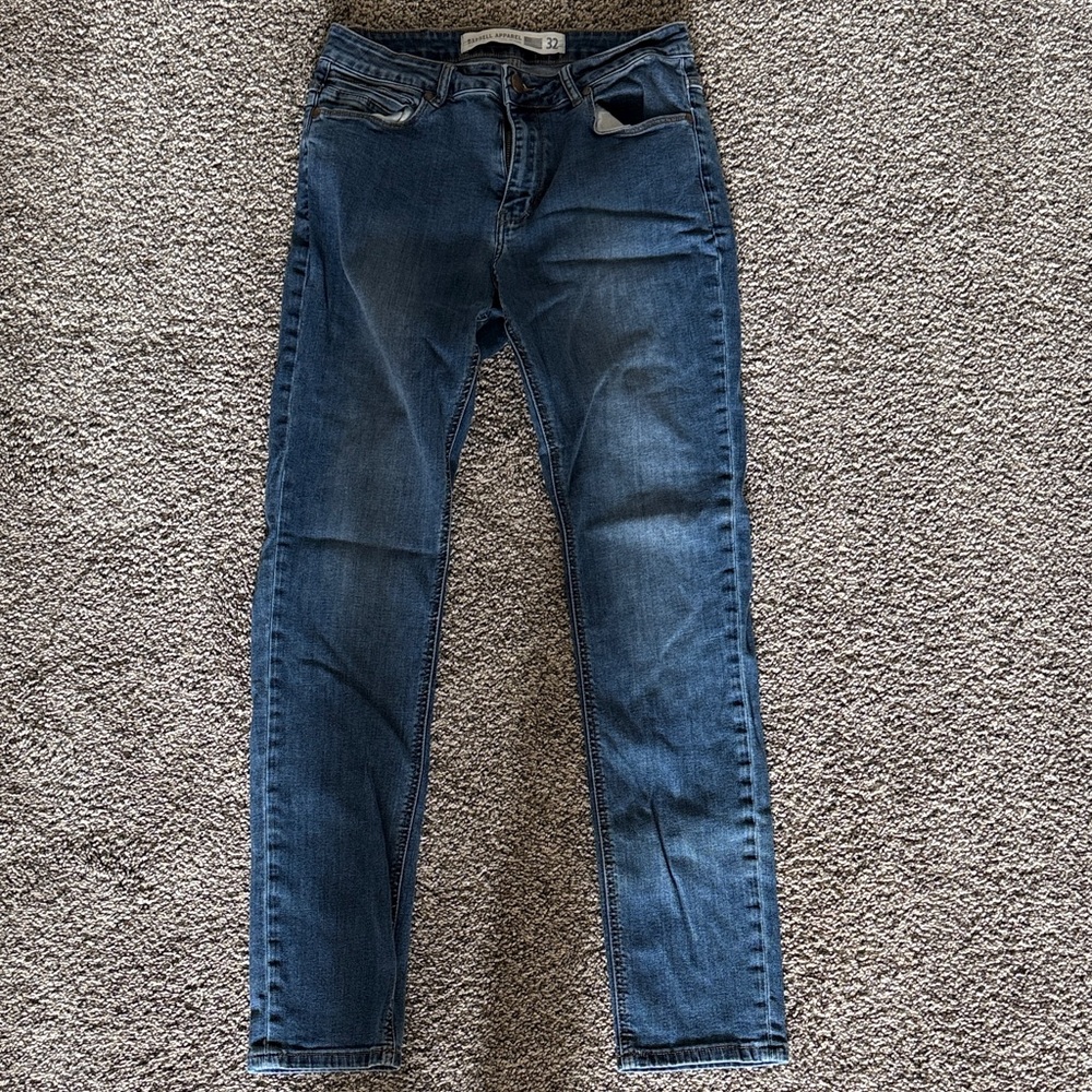 Slim Straight Men's Jeans in Dark Blue - Unbranded